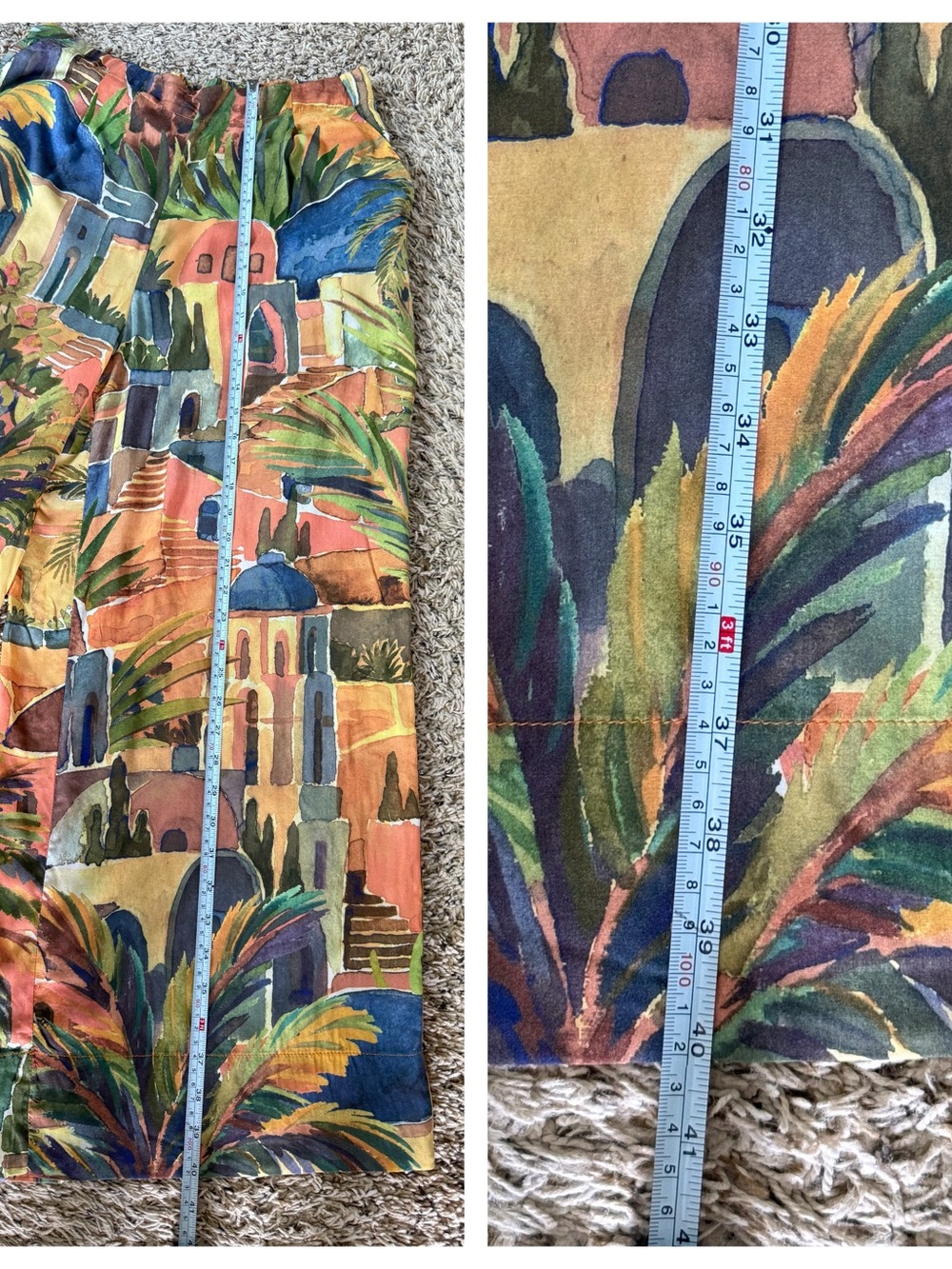Oysho Tropical Print Wide Leg Palazzo Pants Size L Elastic Back Viscose Resort - Picture 12 of 12